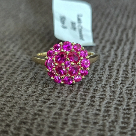 Shivam Lab🧪 Created Pink💕 Ruby Floral🌸 Cluster Ring💍 - NWT - Picture 7 of 16